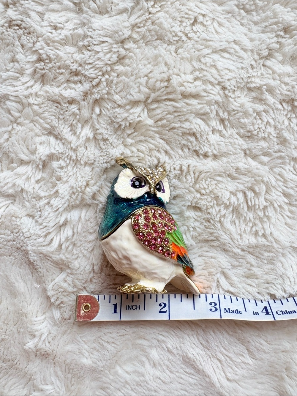 Vintage‑Style Owl Trinket Box | Jeweled Collectible Decor Whimsical Cottagecore - Picture 6 of 8